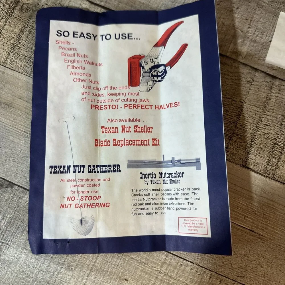 Vintage Texan York Nut Cracker Sheller Made In Texas with Box and Instructions